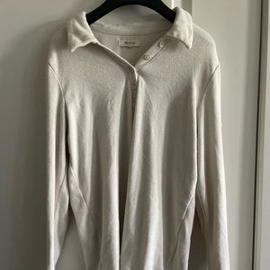 Madewell long sleeve polo shirt in cream